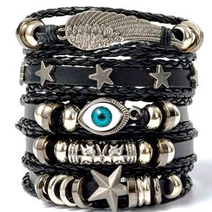 5pcs/Set Braided Punk Style Bracelet Set